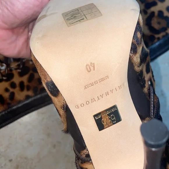 NWOBđ«Brian Atwood Belle Cheetah/Leapoard Leather CalfHair LaceUp Thigh HighBoots - Picture 8 of 14